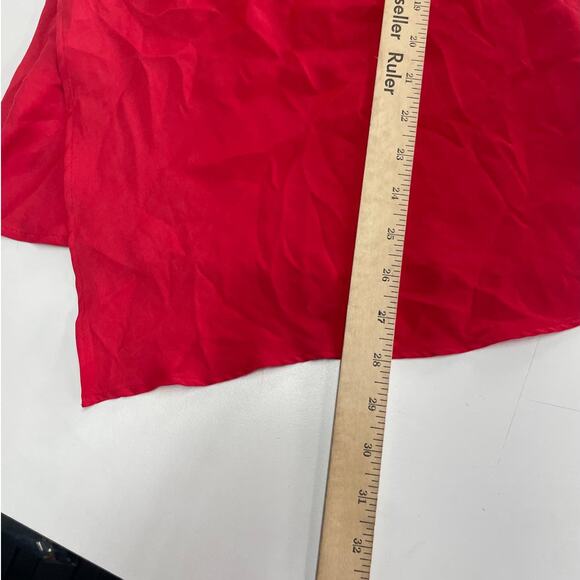 Zara Tank Top Womens Small Red Strappy Back V Neck Satin Layered Asymmetrical - Picture 6 of 7